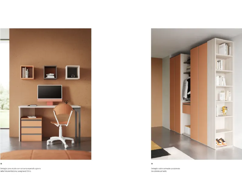 Cameretta con grande armadio  Collezione esclusiva letti a terra in Offerta Outlet