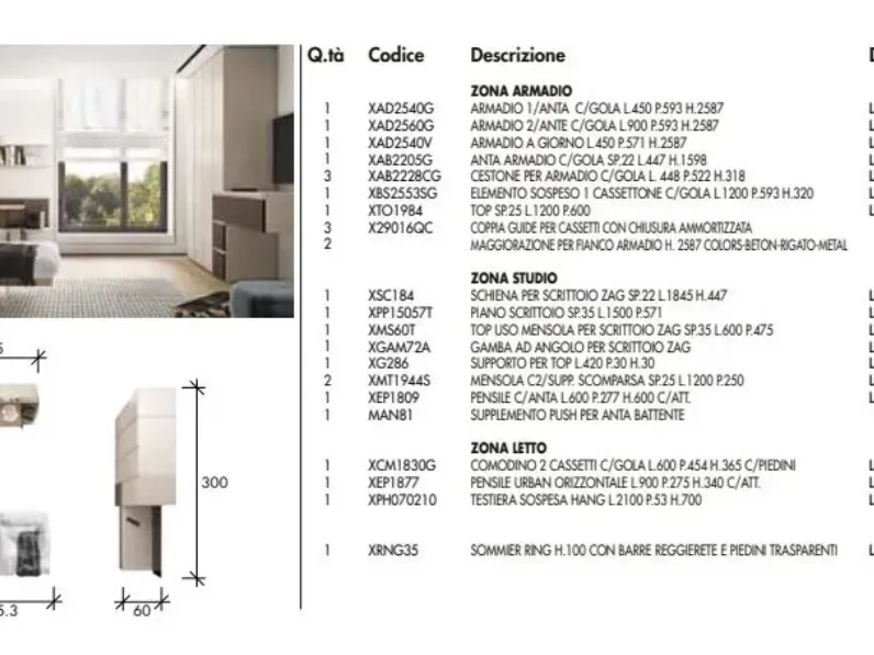 Cameretta di design moderna Zg mobili in laminato materico in Offerta Outlet