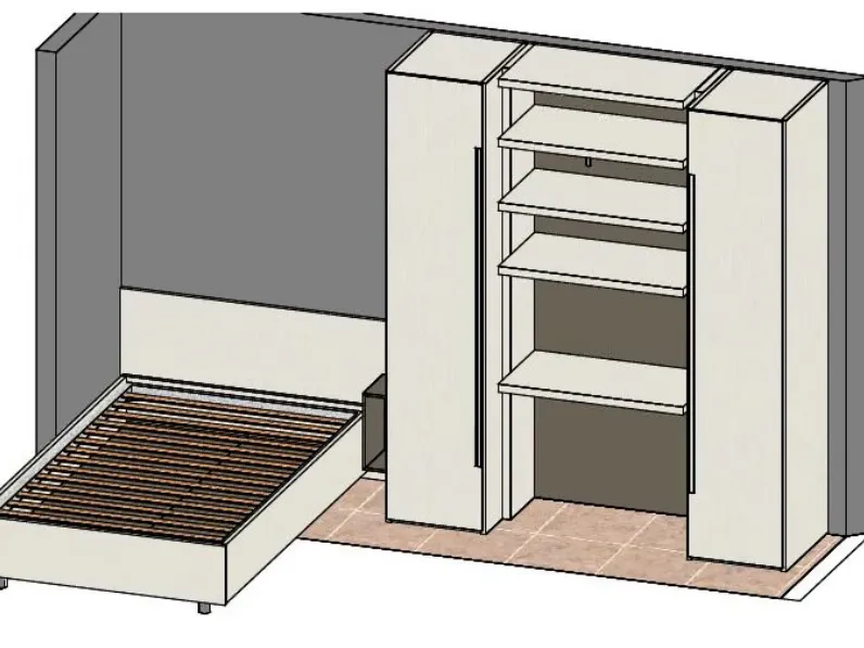 Cameretta in laminato materico Cameretta letto 1p 1/2 moretti compact Moretti compact scontata a PREZZI OUTLET