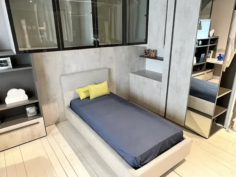 Cameretta Con armadio duplo Clever in laminato materico a prezzo Outlet