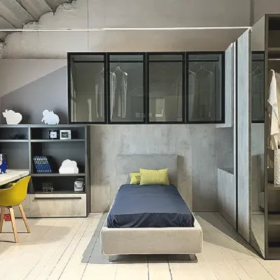 Cameretta Con armadio duplo Clever in laminato materico a prezzo Outlet