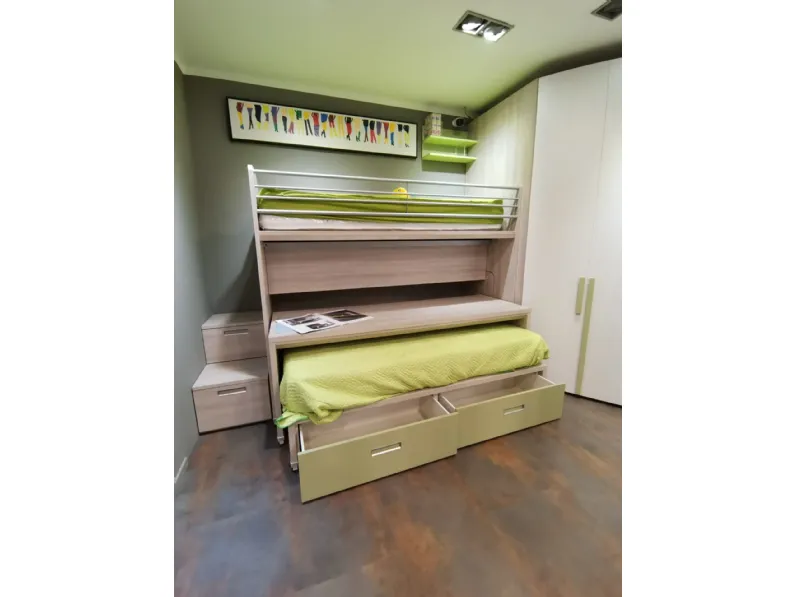 Cameretta Genius Dielle con letto a castello scorrevole scontata