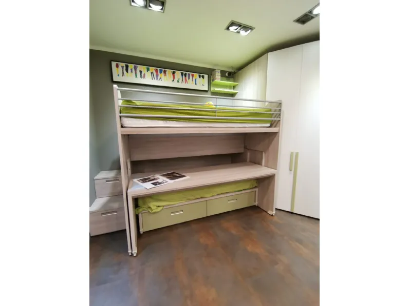Cameretta Genius Dielle con letto a castello scorrevole scontata