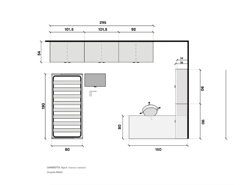 Cameretta in laminato opaco Gigi 6 Artigianale scontata a PREZZI OUTLET