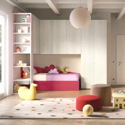 Cameretta Moretti compact camerette Cameretta a ponte con libreria k119 SCONTATA a PREZZI OUTLET