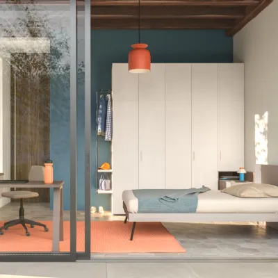 Cameretta letto a terra 21 Mistral in laminato opaco a prezzo Outlet