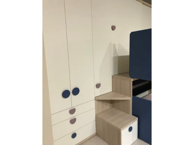 Cameretta Merlino Doimo cityline con letto a soppalco scorrevole in Offerta Outlet