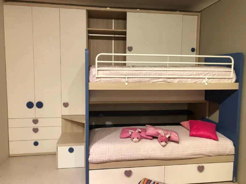 Cameretta Merlino Doimo cityline con letto a soppalco scorrevole in Offerta Outlet