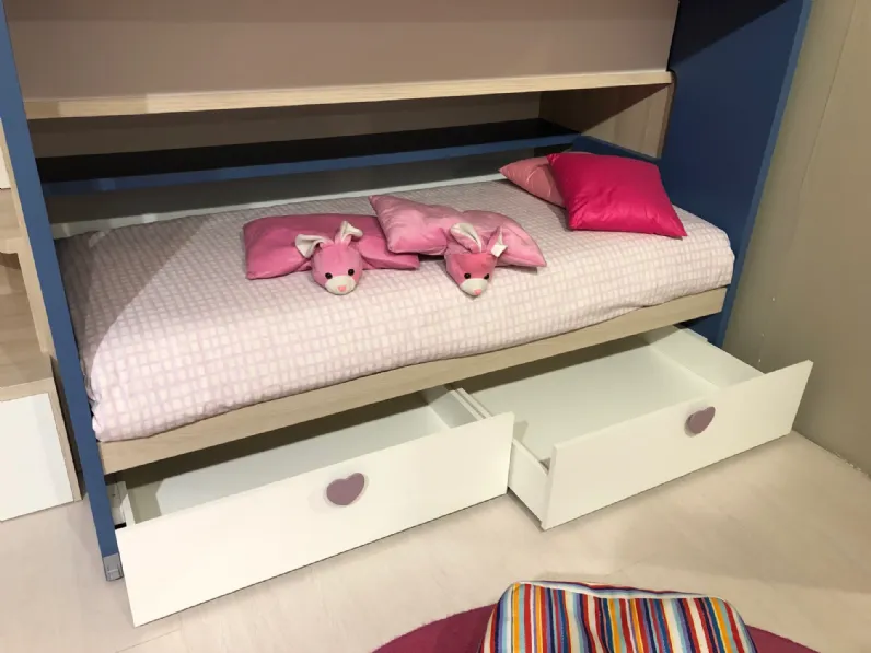Cameretta Merlino Doimo cityline con letto a soppalco scorrevole in Offerta Outlet