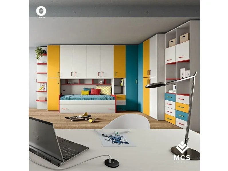 Cameretta Omnias Gruppo silwood in laminato opaco in Offerta Outlet