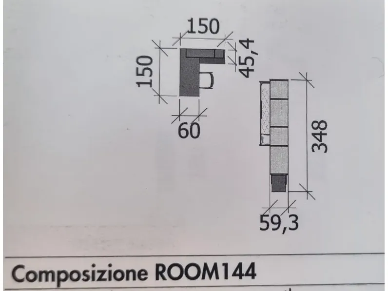 Cameretta Room144 Zg mobili in laminato opaco in Offerta Outlet