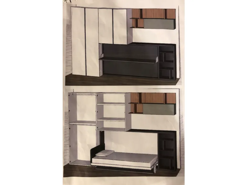 Cameretta Kali board 120 Clei con letti a scomparsa a prezzo Outlet