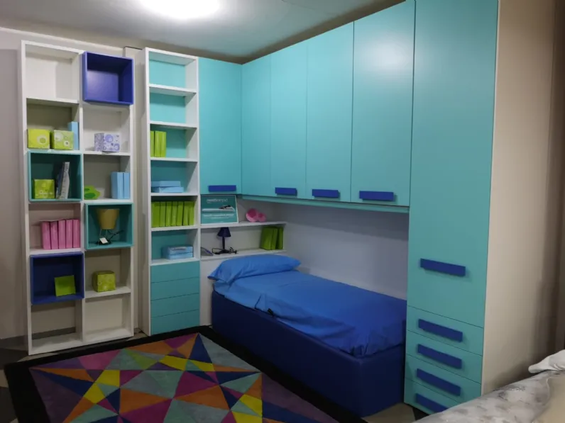 Cameretta Kids collection Moretti compact con letto a terra a prezzo Outlet