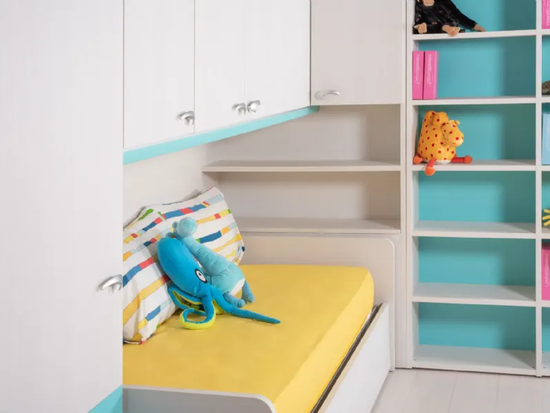 Cameretta Kids ponte Moretti compact con letto a ponte a prezzo Outlet