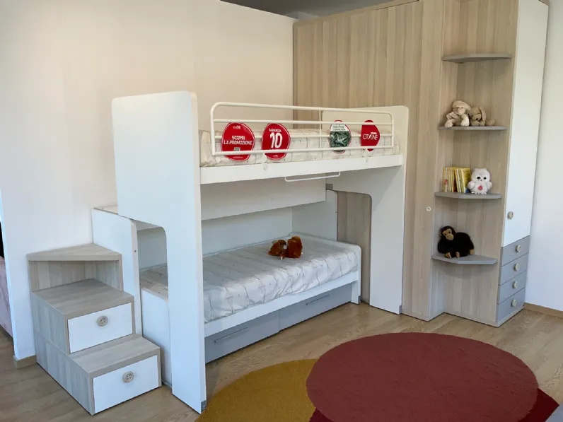 Cameretta Qik Doimo cityline con letto a castello scorrevole scontata