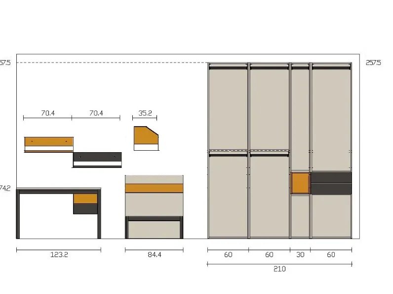 Cameretta Room 74 Moretti compact letti a terra a prezzo Outlet