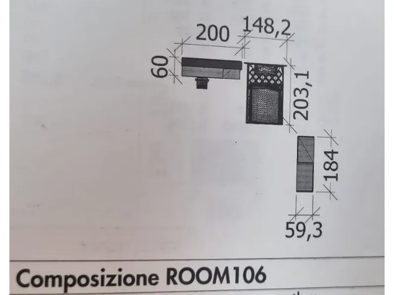 Cameretta Room106 Zg mobili con letto una piazza e mezza
 scontata
