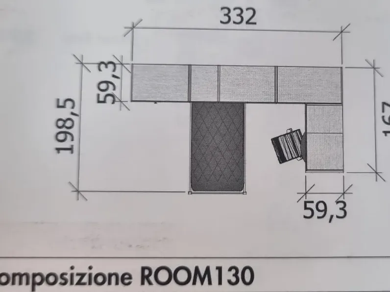 Cameretta in laminato materico Room130 Zg mobili scontata a PREZZI OUTLET