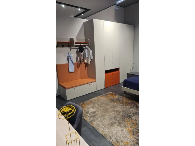 Cameretta Sa 160 cameretta nidi papaya Battistella in laminato opaco in Offerta Outlet