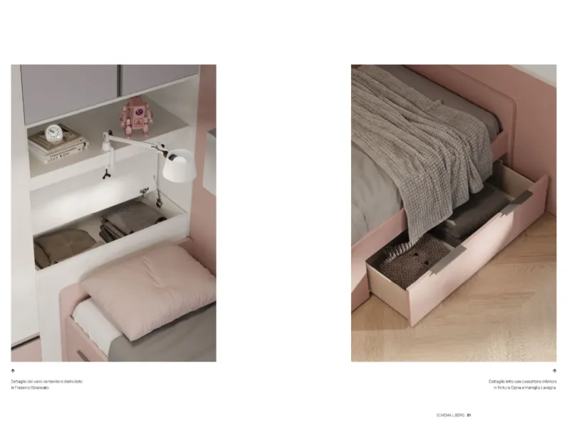 Cameretta dal design moderno San martino mobili in laminato materico a prezzo Outlet