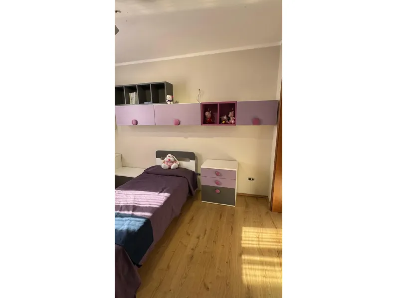 Cameretta Violetta, frassino bianco, antracite Furlan in laccato opaco a prezzo Outlet