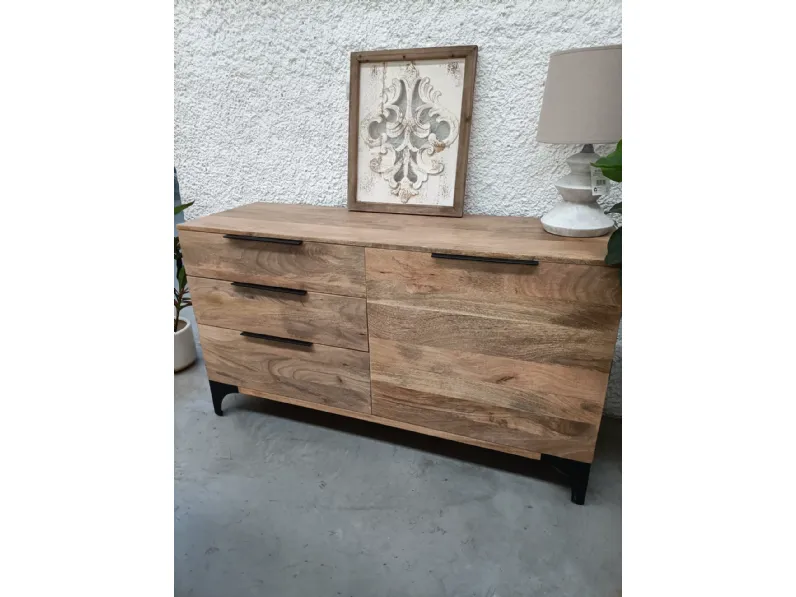 Cassettiera in Legno Cassettiera in i teak  industrial   Nuovi mondi collection a prezzo Outlet