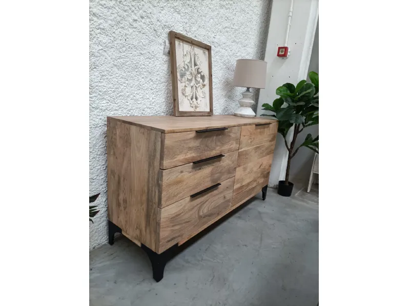 Cassettiera in Legno Cassettiera in i teak  industrial   Nuovi mondi collection a prezzo Outlet