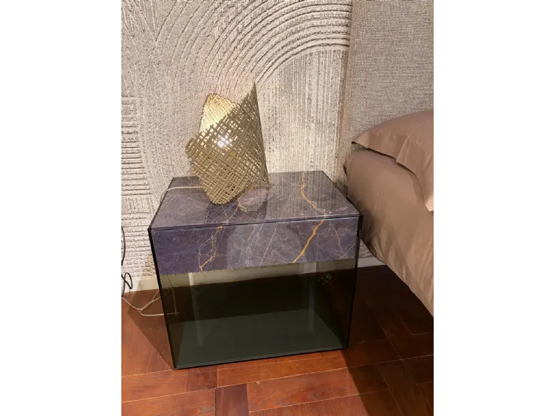 Comodino Upglass coppia  vetro noir desire  Lago OFFERTA OUTLET