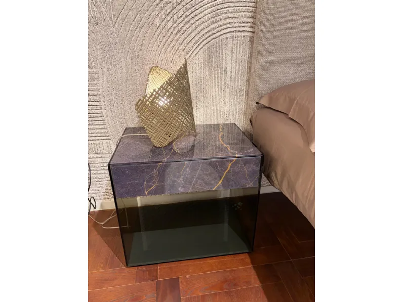 Comodino Upglass coppia  vetro noir desire  Lago OFFERTA OUTLET