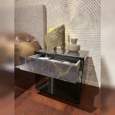 Comodino Upglass coppia  vetro noir desire  Lago OFFERTA OUTLET