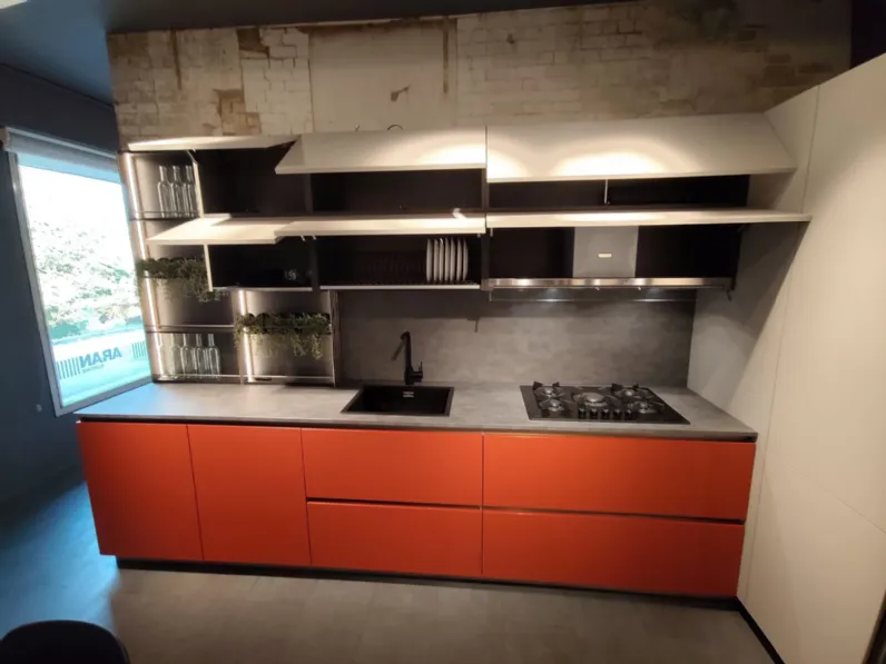 Cucina Aran moderna ad angolo rossa in hpl Penelope