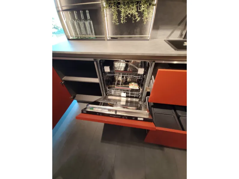 Cucina Aran moderna ad angolo rossa in hpl Penelope