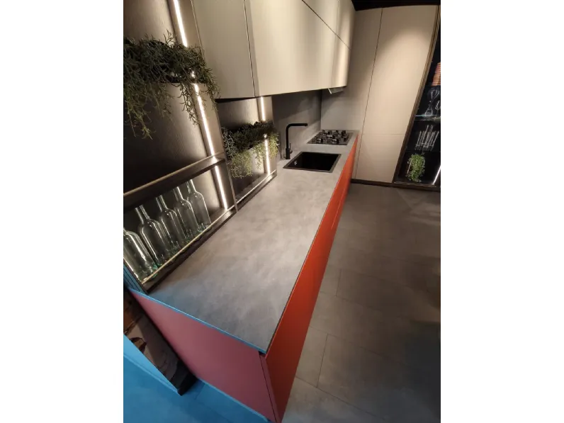 Cucina Aran moderna ad angolo rossa in hpl Penelope