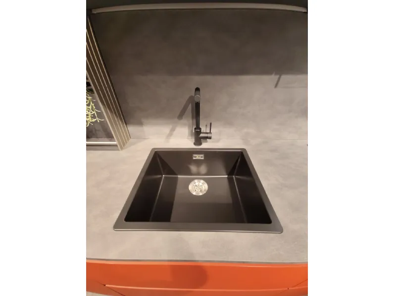 Cucina Aran moderna ad angolo rossa in hpl Penelope
