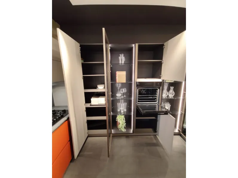 Cucina Aran moderna ad angolo rossa in hpl Penelope
