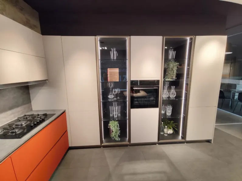Cucina Aran moderna ad angolo rossa in hpl Penelope