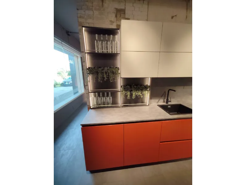 Cucina Aran moderna ad angolo rossa in hpl Penelope