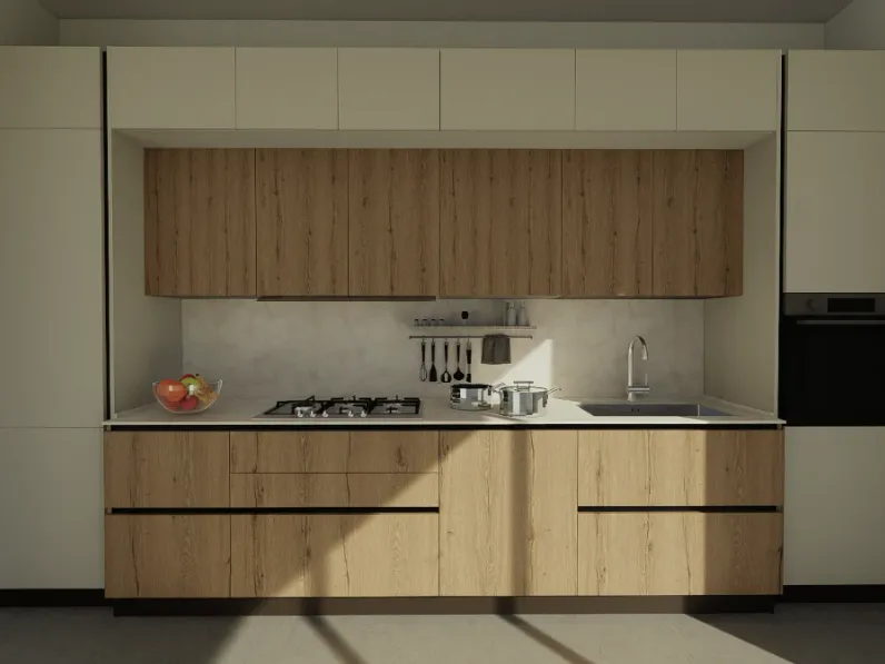 Cucina Arredo3 moderna lineare rovere chiaro in laccata opaco Cucina kali composizione 13