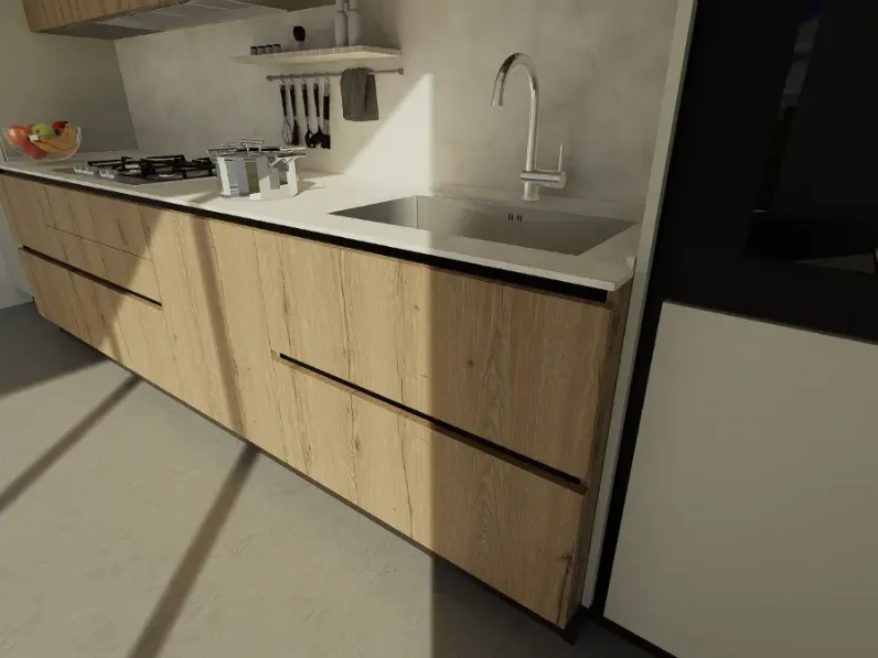 Cucina Arredo3 moderna lineare rovere chiaro in laccata opaco Cucina kali composizione 13