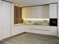 Cucina ad angolo in laccata opaco bianca Eleven 01 outlet a prezzo ribassato