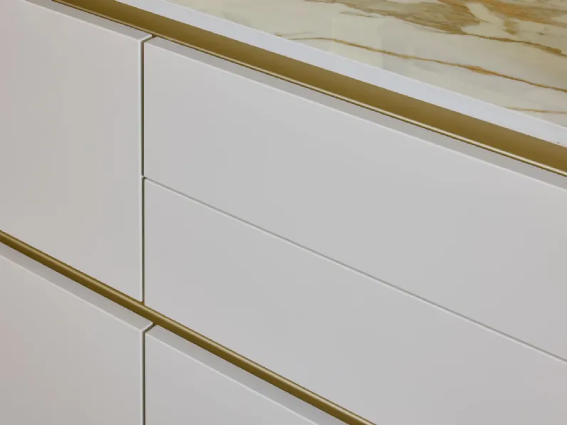 Cucina ad angolo in laccata opaco bianca Eleven 01 outlet a prezzo ribassato