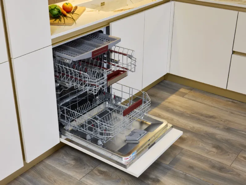 Cucina ad angolo in laccata opaco bianca Eleven 01 outlet a prezzo ribassato