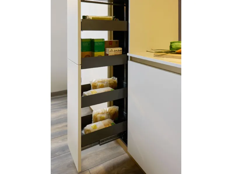 Cucina ad angolo in laccata opaco bianca Eleven 01 outlet a prezzo ribassato