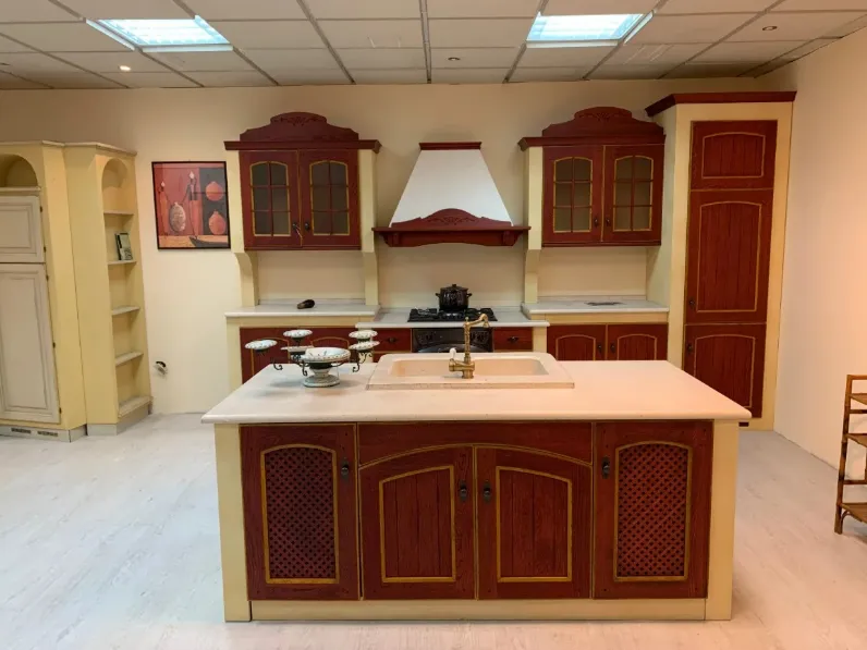 Cucina rossa classica con isola Arrex Morgana a soli 11700€