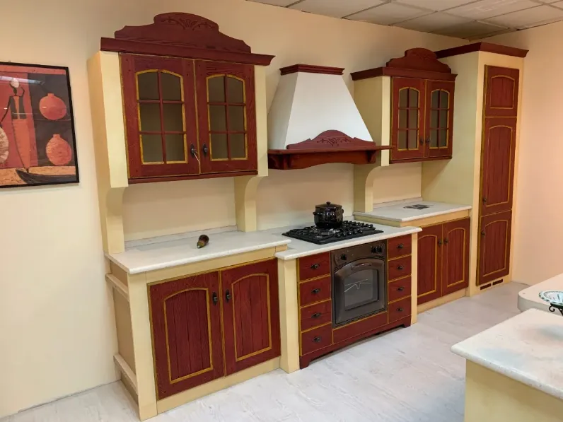 Cucina rossa classica con isola Arrex Morgana a soli 11700€