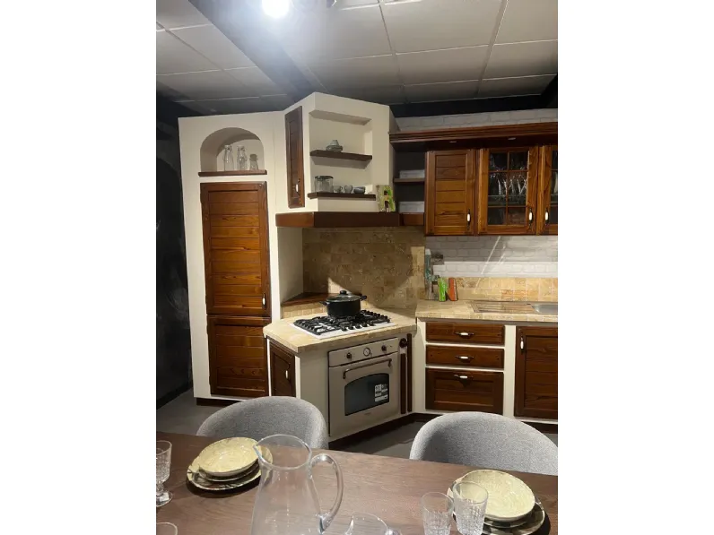 Cucina Giaconi & raponi in muratura ad angolo noce in legno Ger