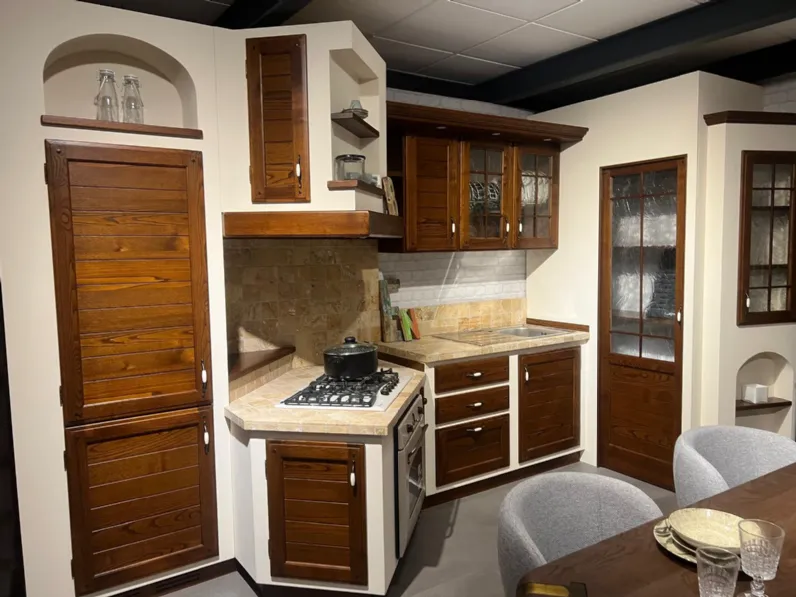 Cucina Giaconi & raponi in muratura ad angolo noce in legno Ger