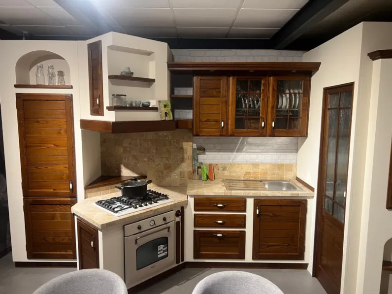 Cucina Giaconi & raponi in muratura ad angolo noce in legno Ger