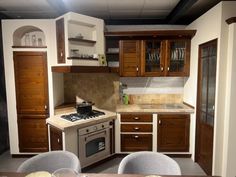 Cucina Giaconi & raponi in muratura ad angolo noce in legno Ger