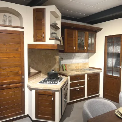 Cucina Giaconi & raponi in muratura ad angolo noce in legno Ger